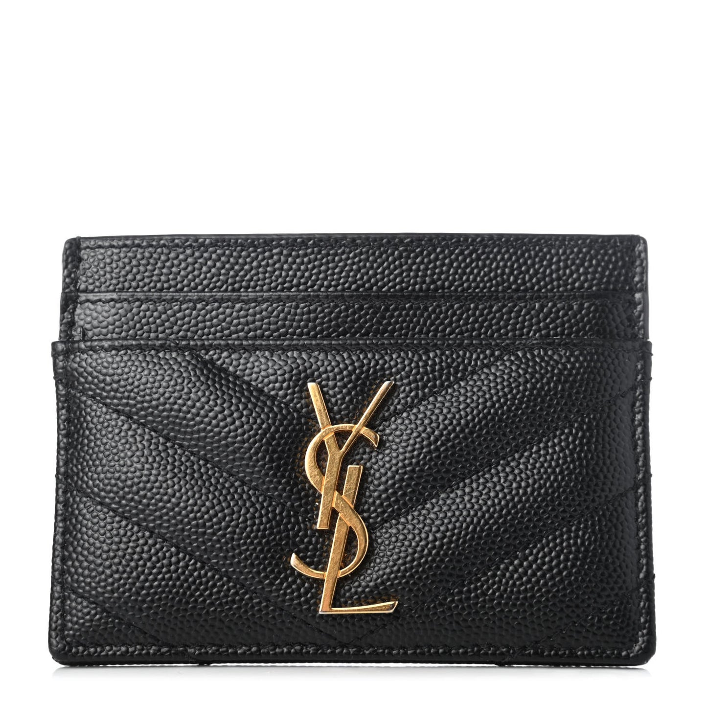 Grain De Poudre Matelasse Chevron Monogram Credit Card Case Black