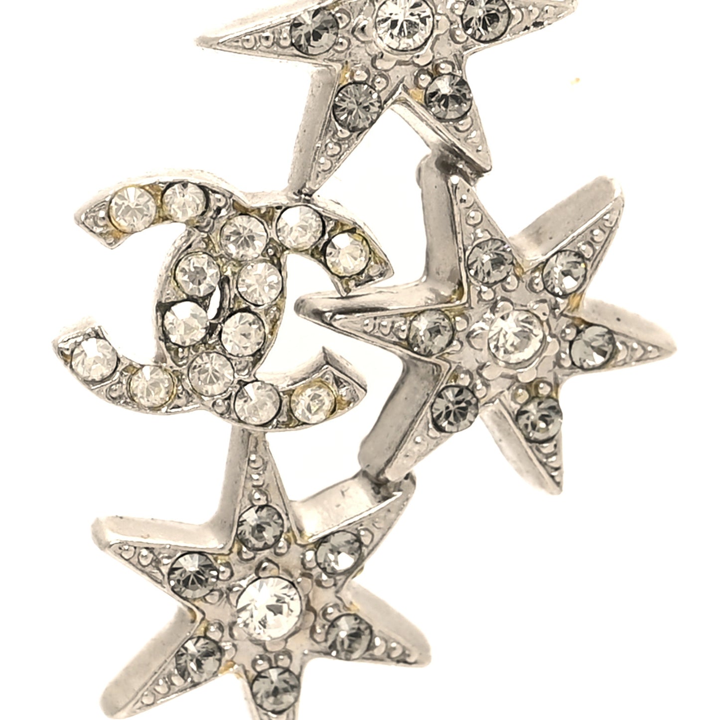 Crystal Star CC Earrings Silver