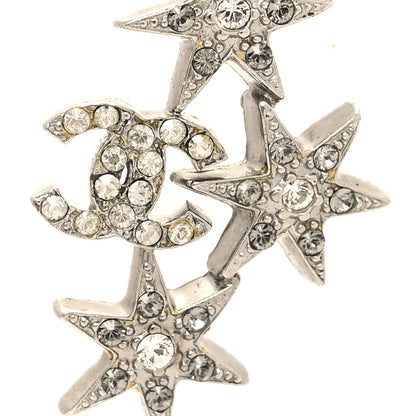 Chanel Crystal Star CC Earrings Silver 5 of 6