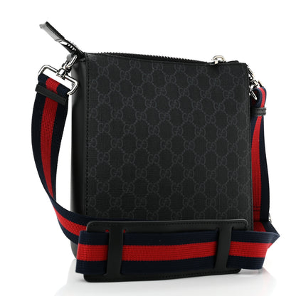 Gucci GG Supreme Monogram Web Small Flat Messenger Bag Black Grey 3 of 9