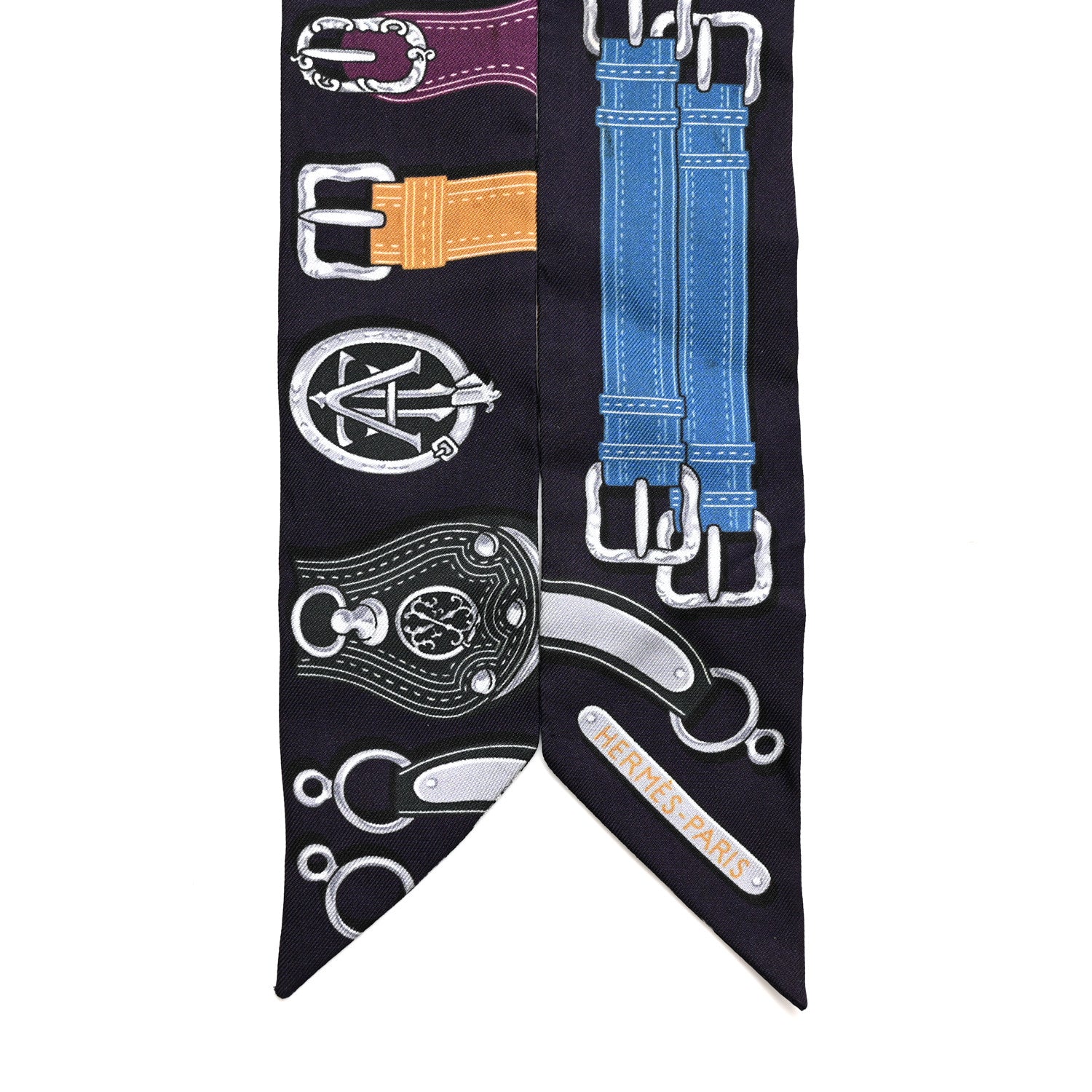 Hermes Silk Harnais des Presidents Twilly Aubergine Vert Miel 2 of 5