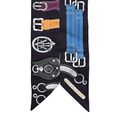 Hermes Silk Harnais des Presidents Twilly Aubergine Vert Miel 2 of 5