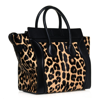 Celine Leopard Pony Hair Mini Luggage Brown 3 of 11