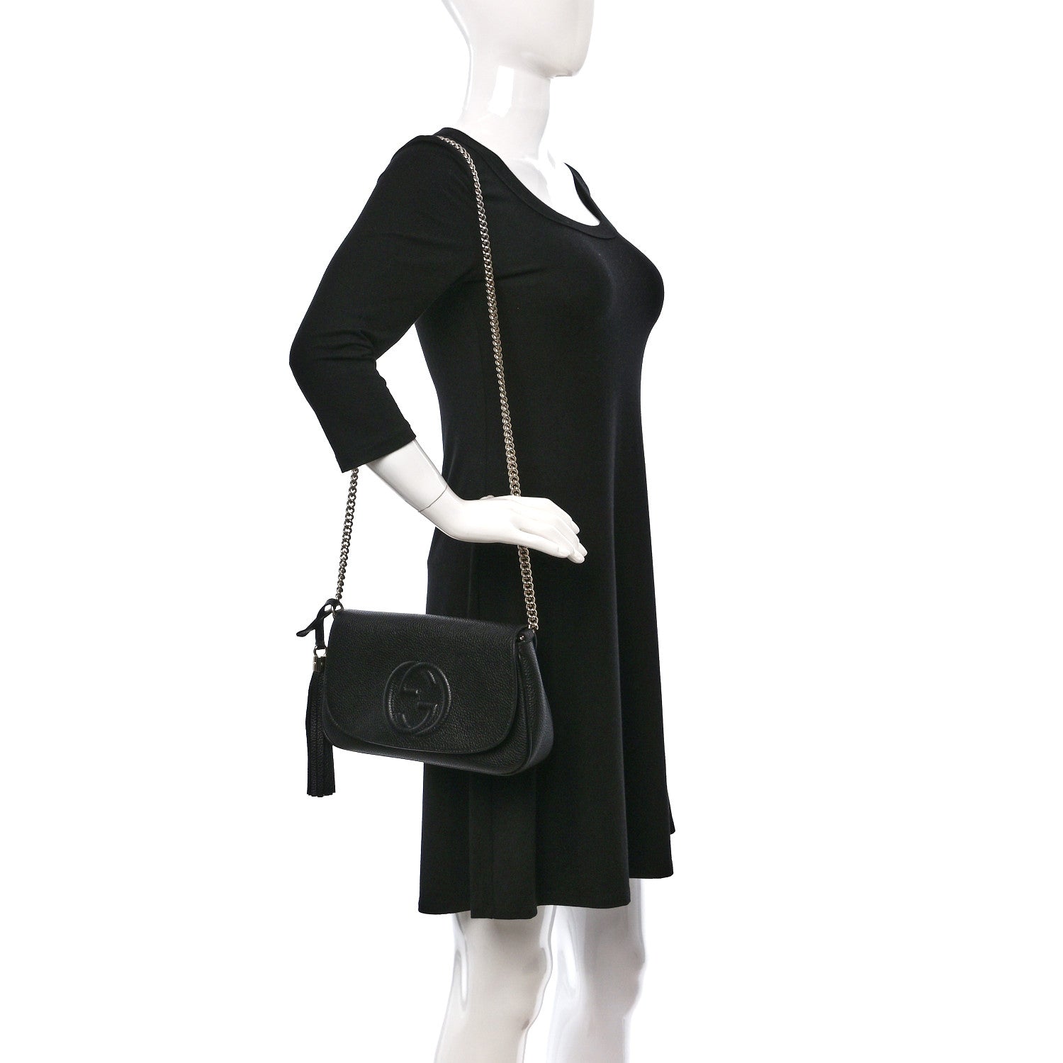 Gucci Pebbled Calfskin Medium Soho Flap Crossbody Black 2 of 9