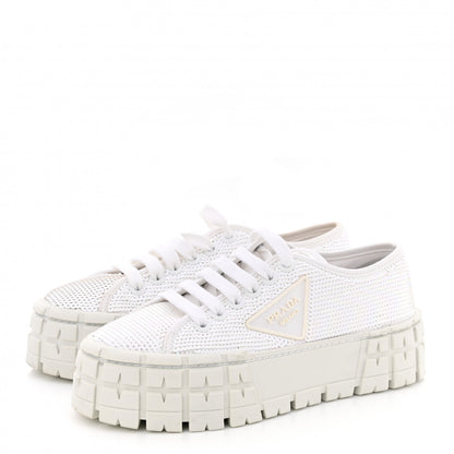 Prada Paillettes Triangle Logo Double Wheel 50mm Sneakers 37 White 3 of 10