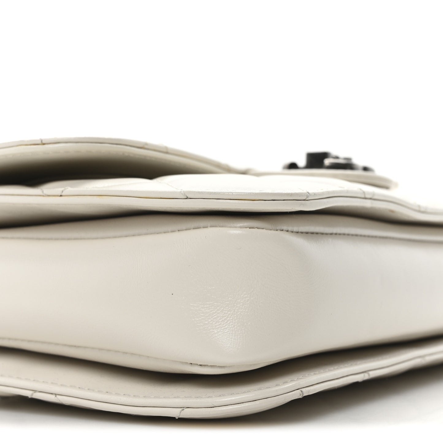 Glazed Calfskin Medium Perfect Edge Flap White