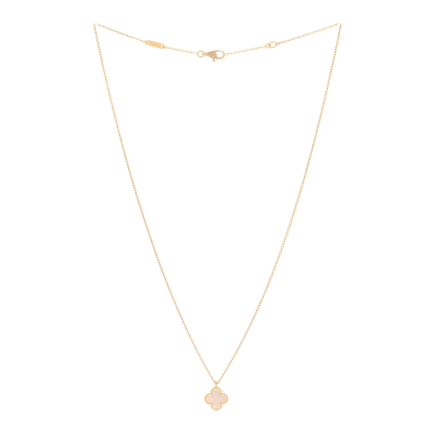 Van Cleef & Arpels 18K Yellow Gold Mother of Pearl Sweet Alhambra Pendant Necklace 3 of 8