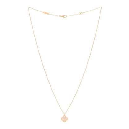 Van Cleef & Arpels 18K Yellow Gold Mother of Pearl Sweet Alhambra Pendant Necklace 3 of 8