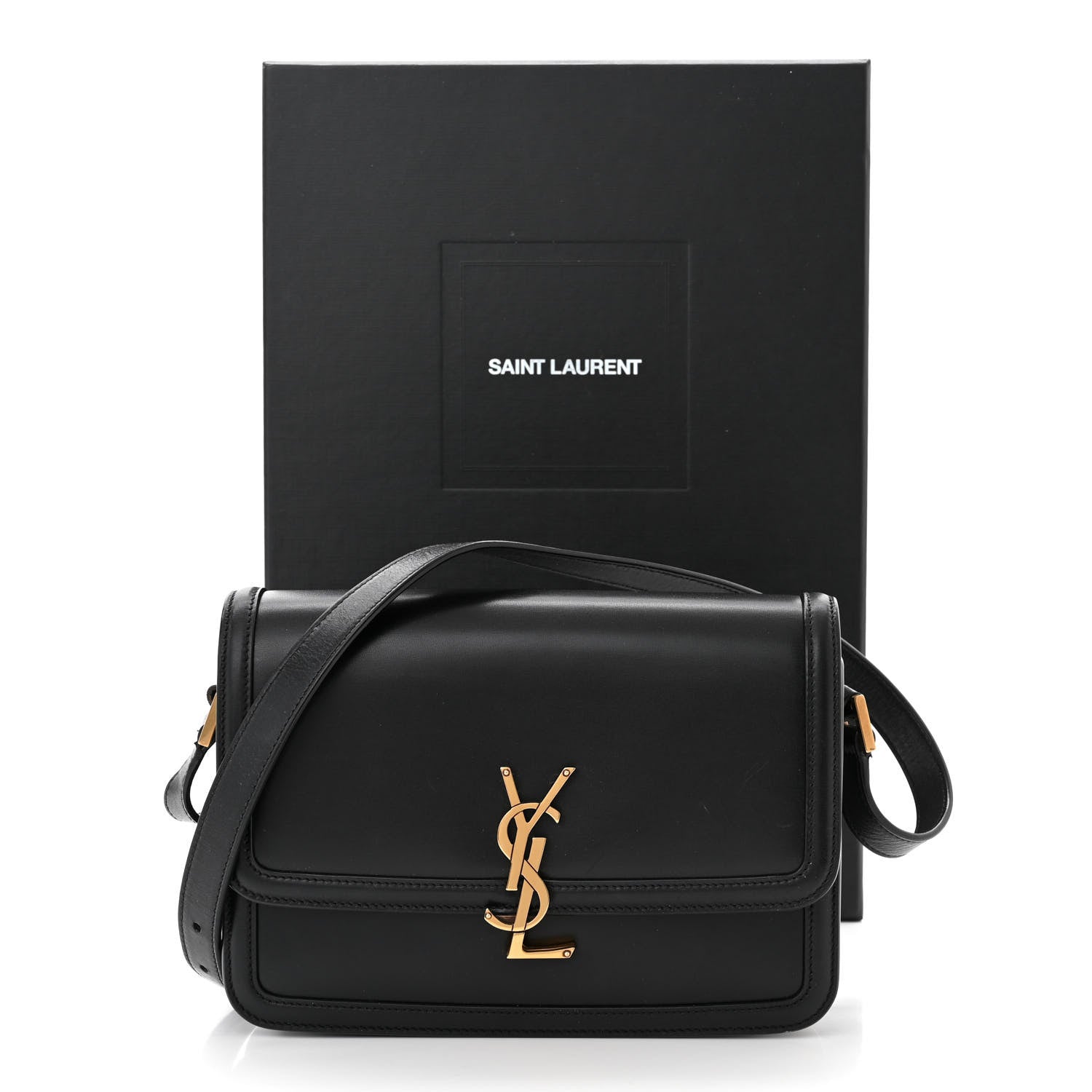 Saint Laurent Box Calfskin Monogram Medium Solferino Satchel Black 14 of 14