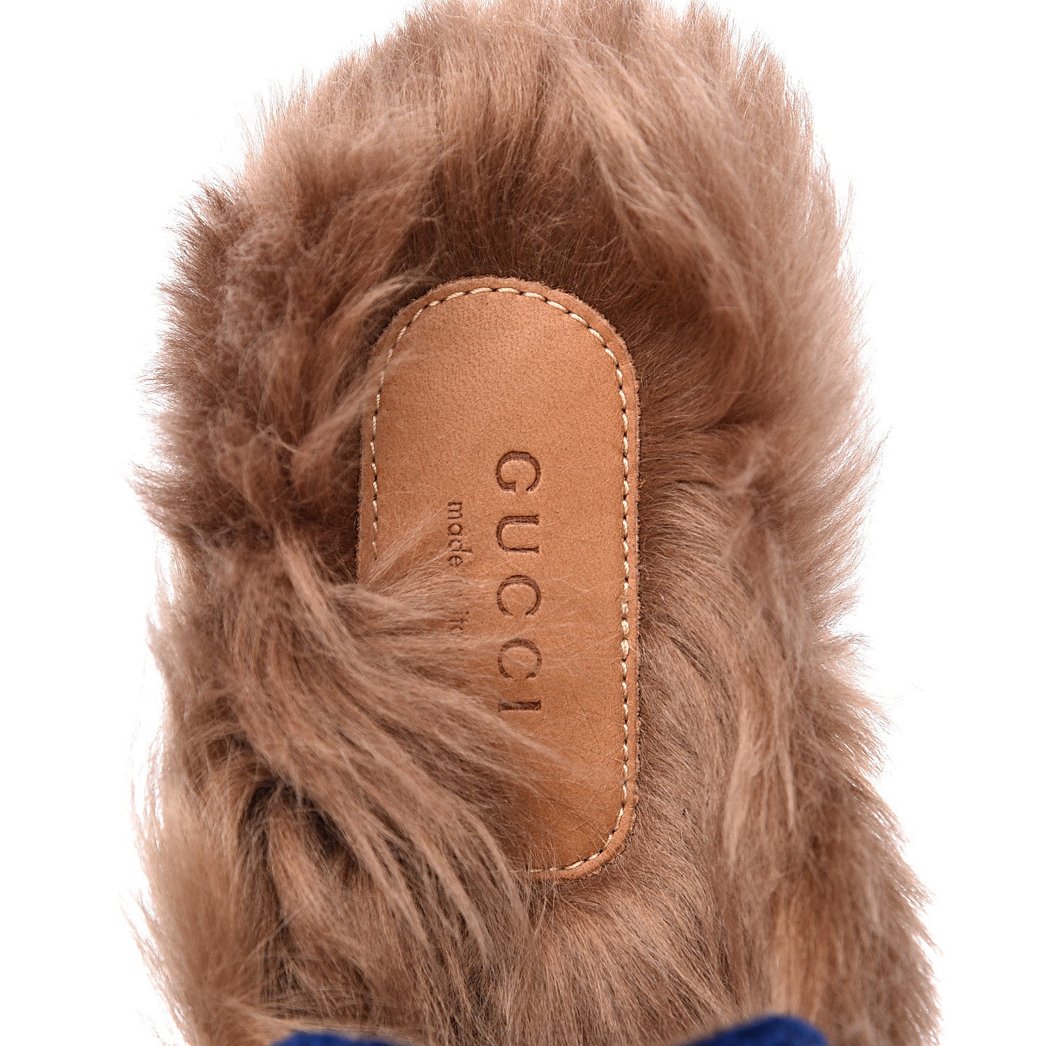Gucci Velvet Fur Womens Princetown Slippers 35 Cobalt Blue 6 of 8