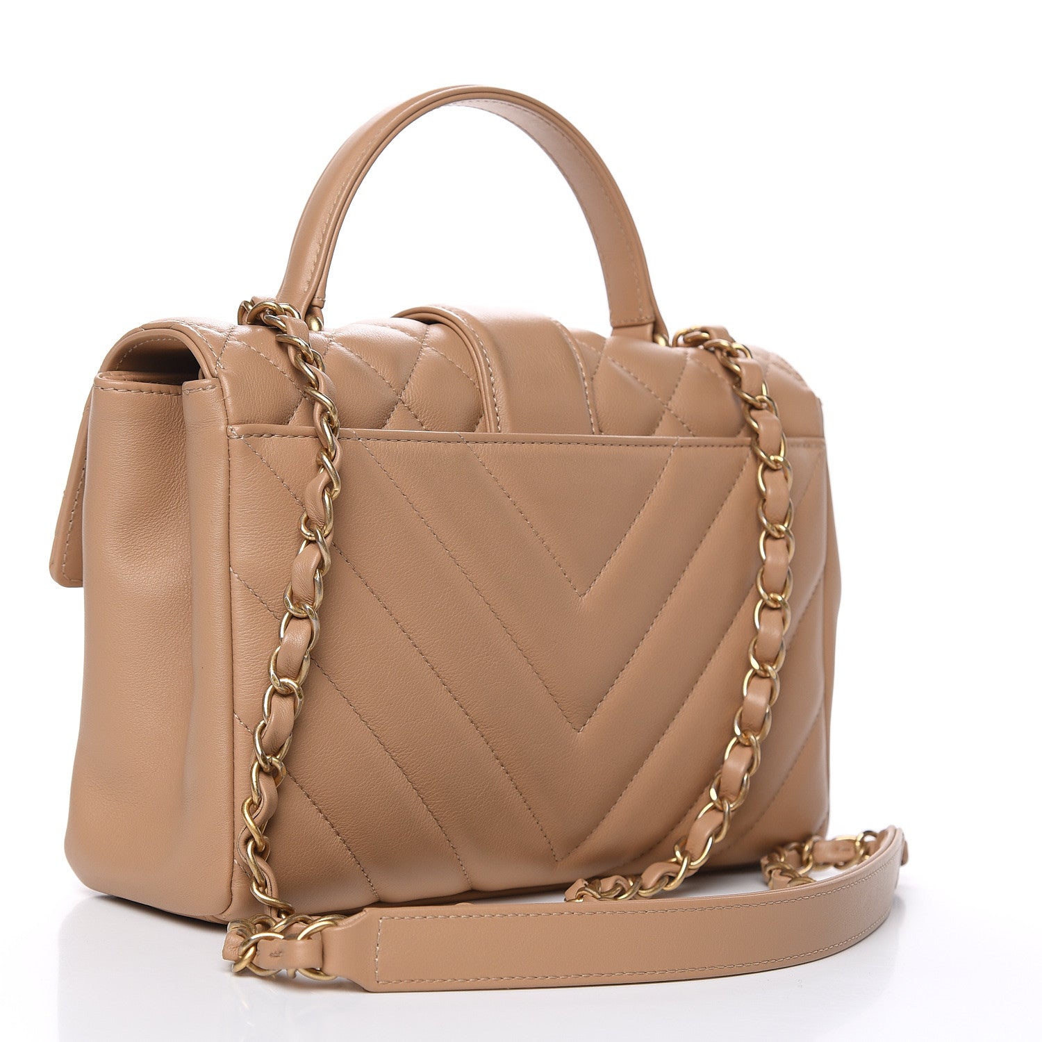 Chanel Calfskin Quilted Chevron In The City Bag Beige 3 of 11
