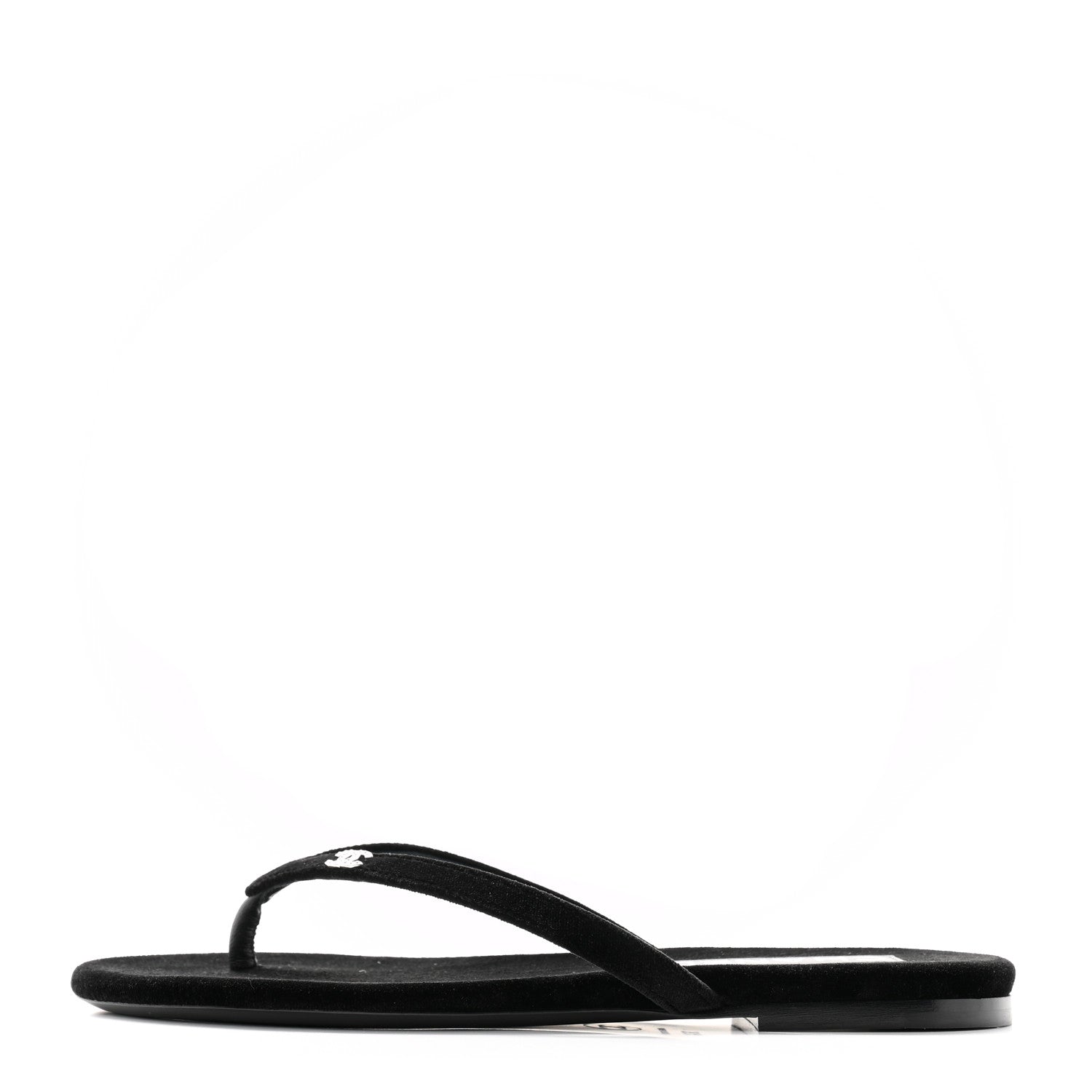 Chanel Velvet Crystal CC Thong Sandals 36.5 Black 1 of 9