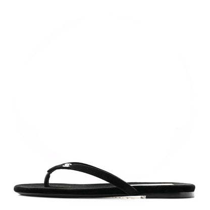 Chanel Velvet Crystal CC Thong Sandals 36.5 Black 1 of 9