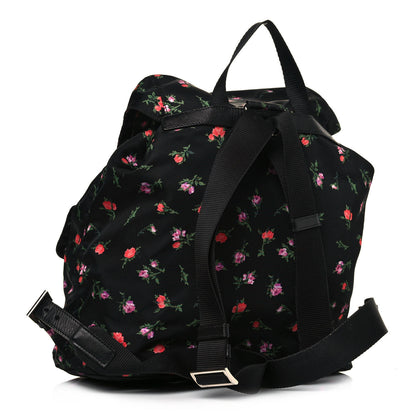 Prada Tessuto Nylon Saffiano Stampata Backpack Black Dis Rose 2 of 11