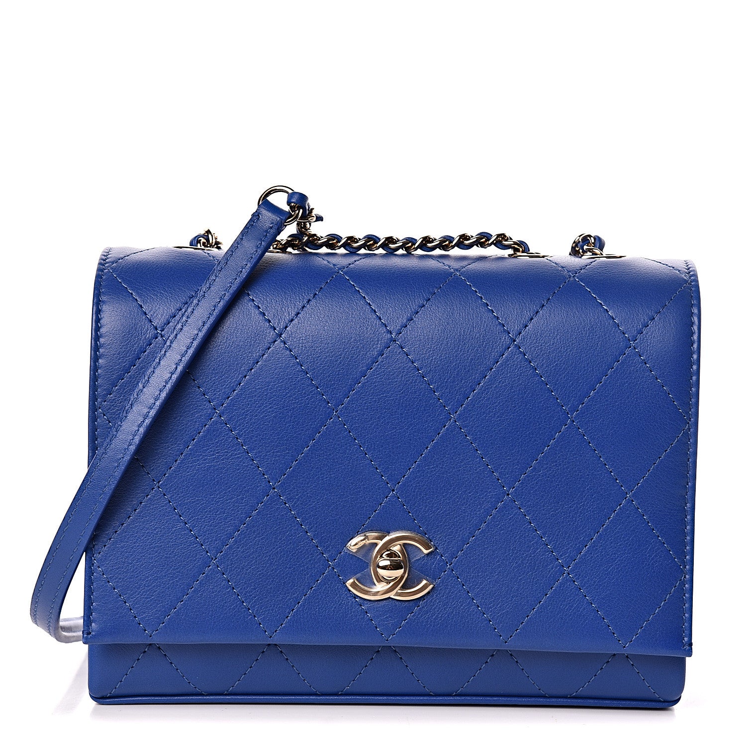 Chanel Calfskin Stitched Flap Dark Blue 1 of 10