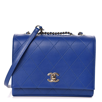 Chanel Calfskin Stitched Flap Dark Blue 1 of 10