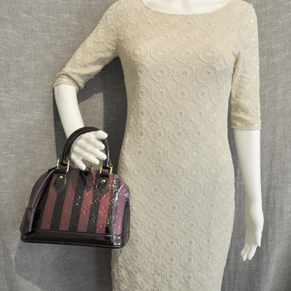 Louis Vuitton Vernis Rayures Alma BB Amarante 5 of 8