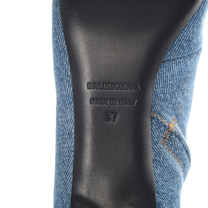 Balenciaga Denim BB Pointy Toe Ankle Booties 37 Light Bleu 9 of 10