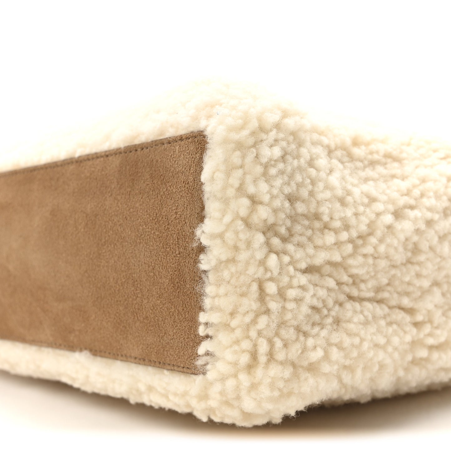 X UGG Suede Shearling Medium Shopping Bag Natural