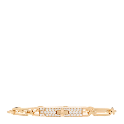 Hermes 18K Yellow Gold Diamond Pave PM Kelly Chaine Bracelet SH 1 of 4