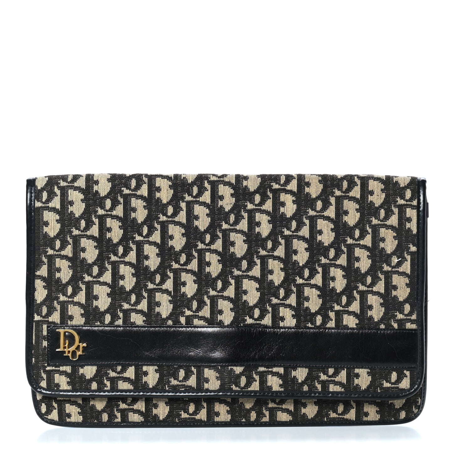 Monogram Flap Clutch Navy Blue