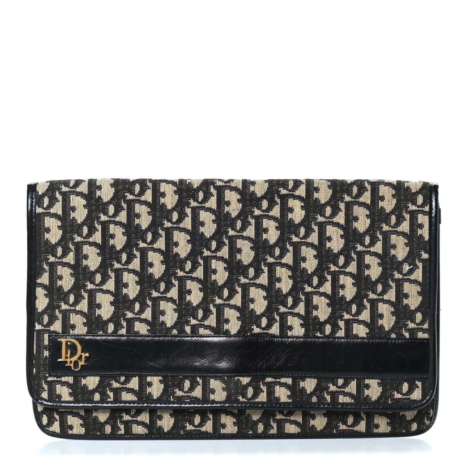 Christian Dior Monogram Flap Clutch Navy Blue 1 of 11