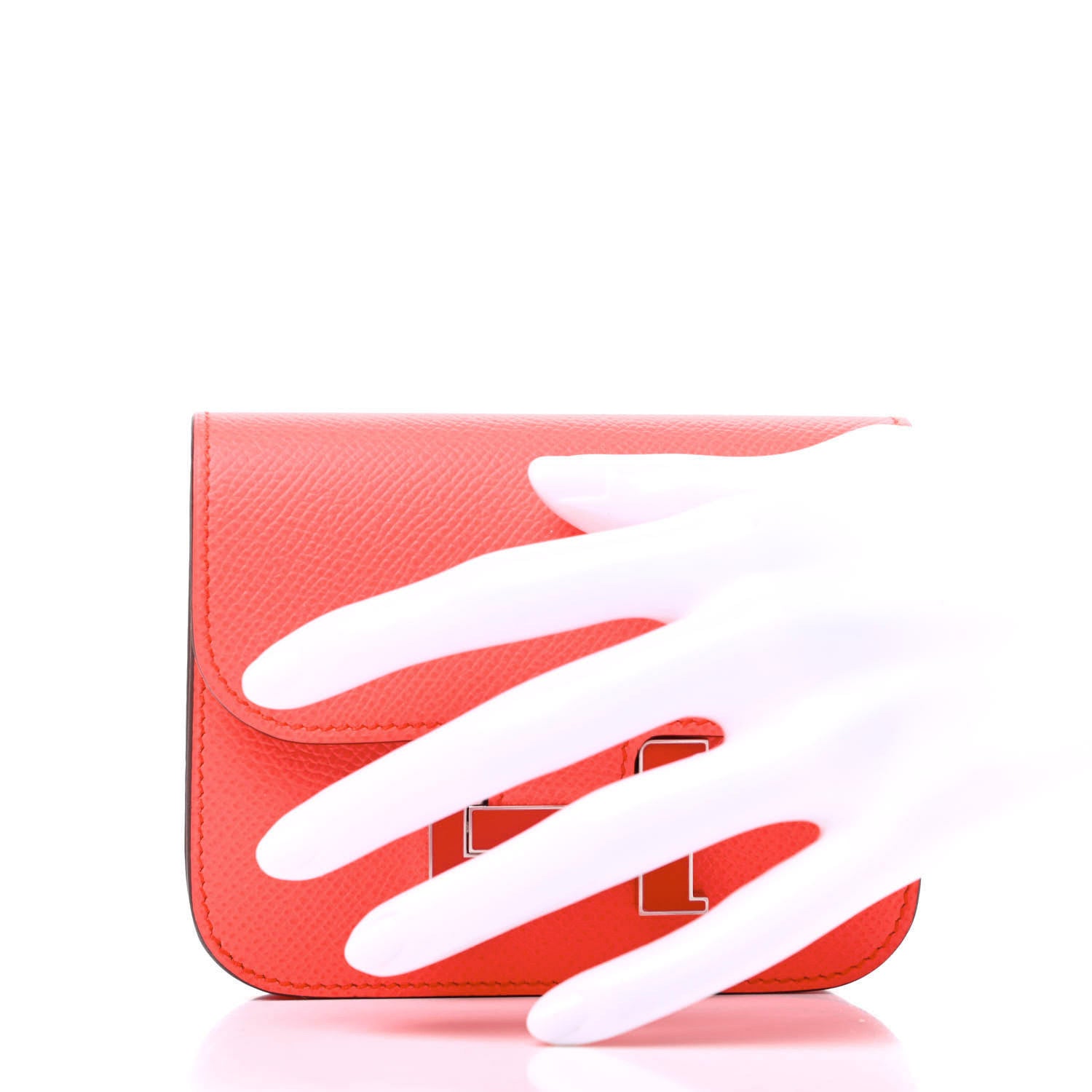 Hermes Epsom Enamel Constance Slim Wallet Rose Texas Rouge De Coeur 2 of 10