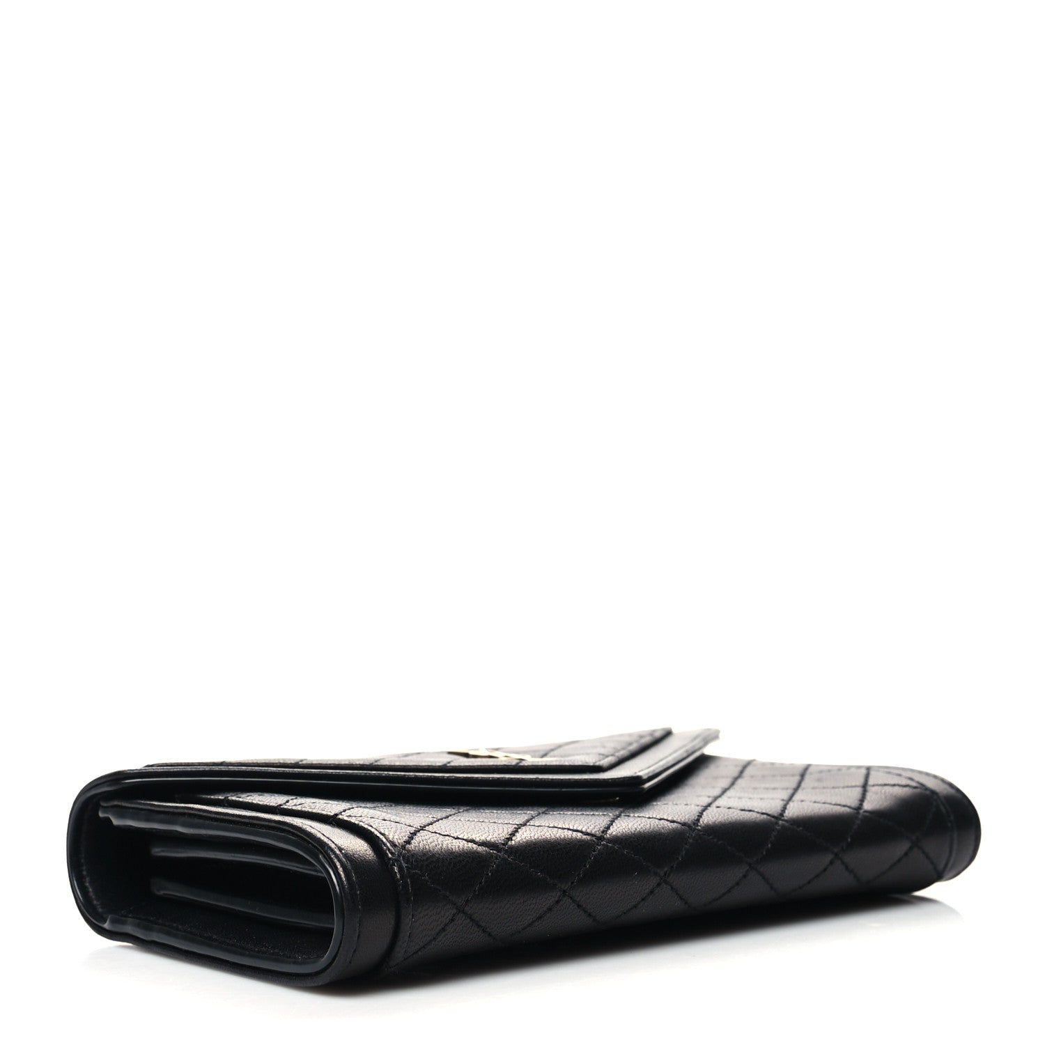Saint Laurent Lambskin Quilted Monogram Large Gabbie Flap Wallet Black 4 of 11