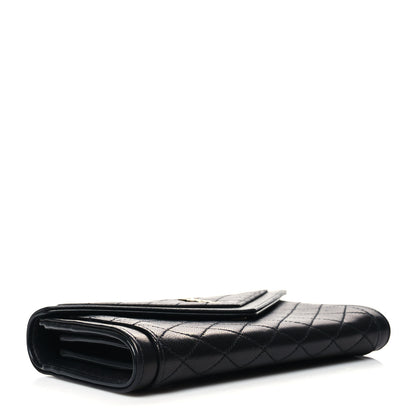 Saint Laurent Lambskin Quilted Monogram Large Gabbie Flap Wallet Black 4 of 11
