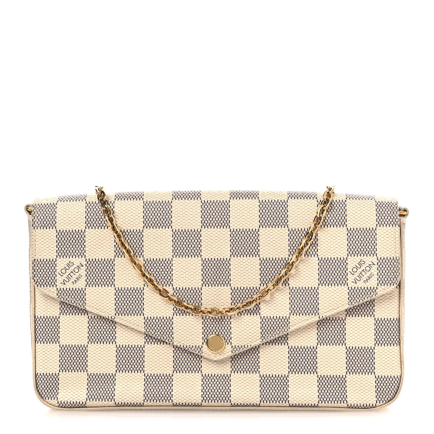 Louis Vuitton Damier Azur Pochette Felicie Chain Wallet Rose Ballerine Rose Ballerine 1 of 11