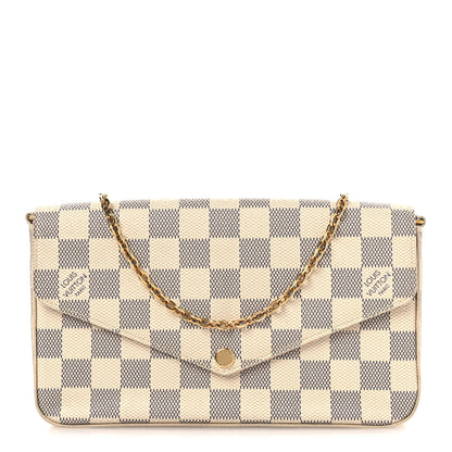 Louis Vuitton Damier Azur Pochette Felicie Chain Wallet Rose Ballerine Rose Ballerine 1 of 11
