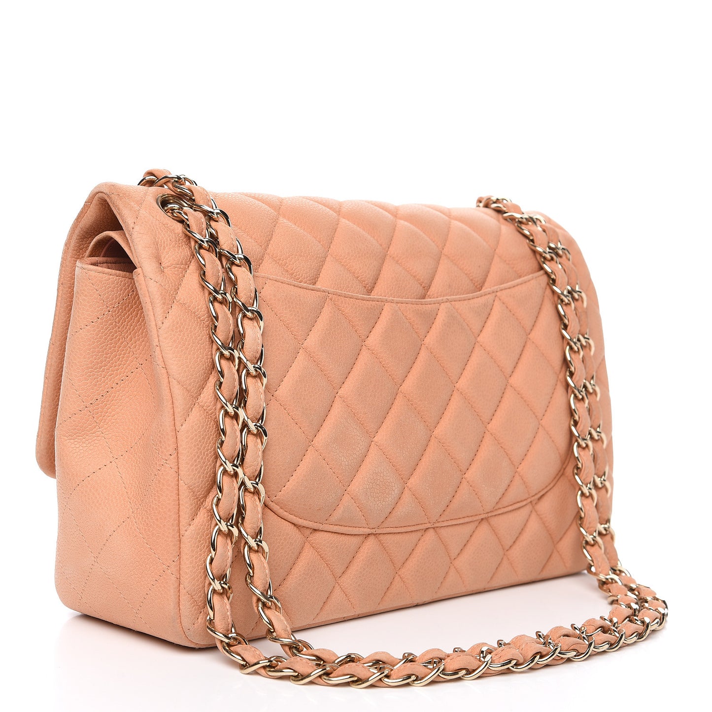 Iridescent Caviar Quilted Jumbo Double Flap Pink