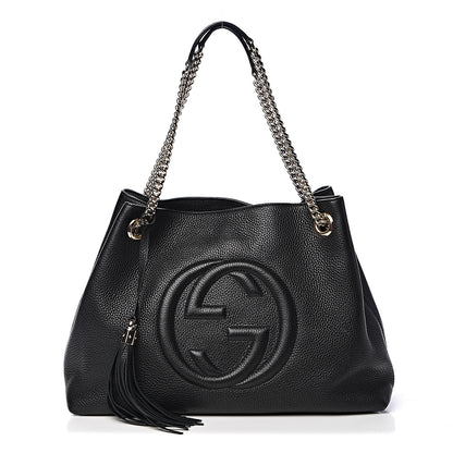 Gucci Pebbled Calfskin Medium Soho Chain Shoulder Bag Black 1 of 12