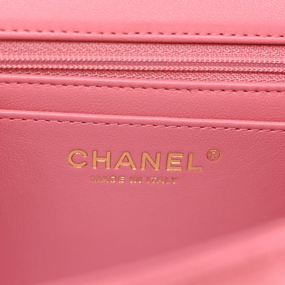Chanel Lambskin Quilted Mini Top Handle Rectangular Flap Dark Pink 6 of 10