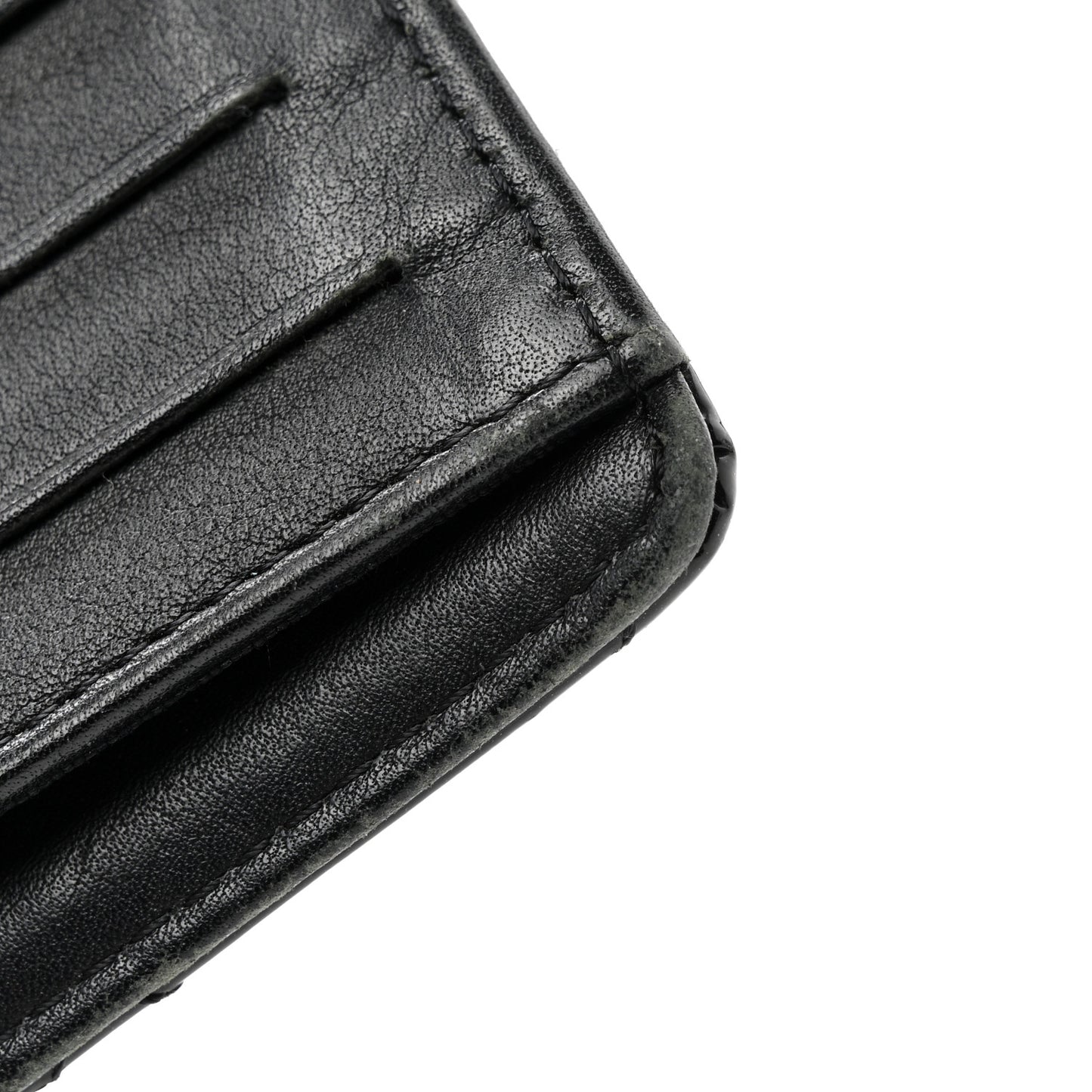 Patent Calfskin Quilted Yen Wallet Black
