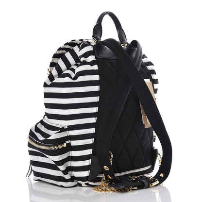Burberry Nylon Striped Medium Rucksack Backpack Black White 3 of 9