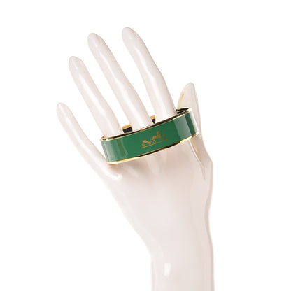 Hermes Enamel Wide Caleche Bracelet 65 Vert Sapin 2 of 5
