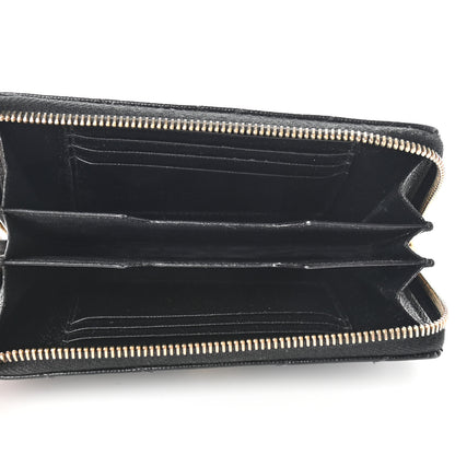Saint Laurent Grain De Poudre Matelasse Chevron Monogram Zip Around Wallet Black 5 of 14