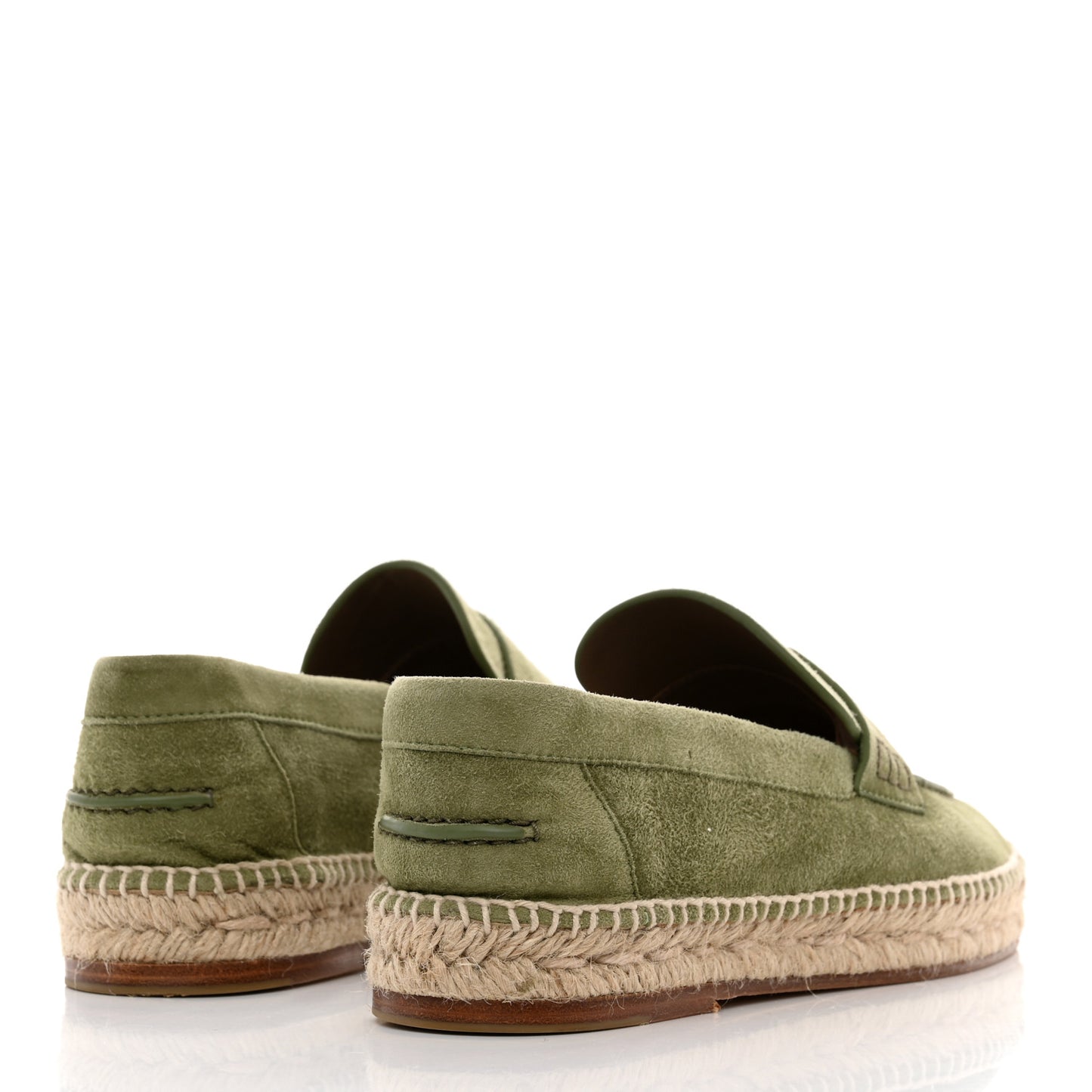 Suede Calfskin Womens Trip Espadrilles 36 Vert Sauge