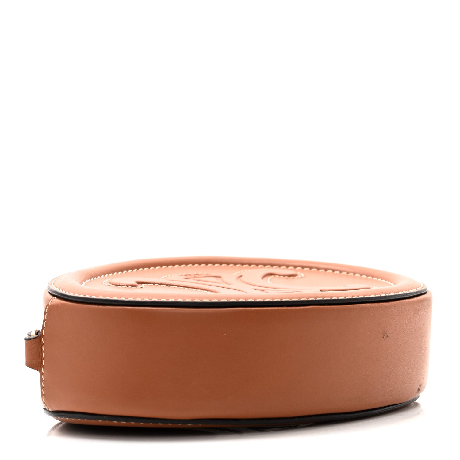 Celine Smooth Calfskin Cuir Small Triomphe Oval Crossbody Purse Tan 4 of 9