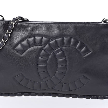 Chanel Calfskin On the Bund Pochette Dark Navy Blue 10 of 10