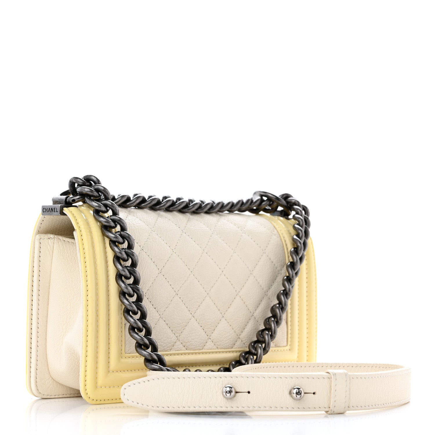 Chanel Goatskin Quilted Patent Small Duo Boy Flap White 2 of 12