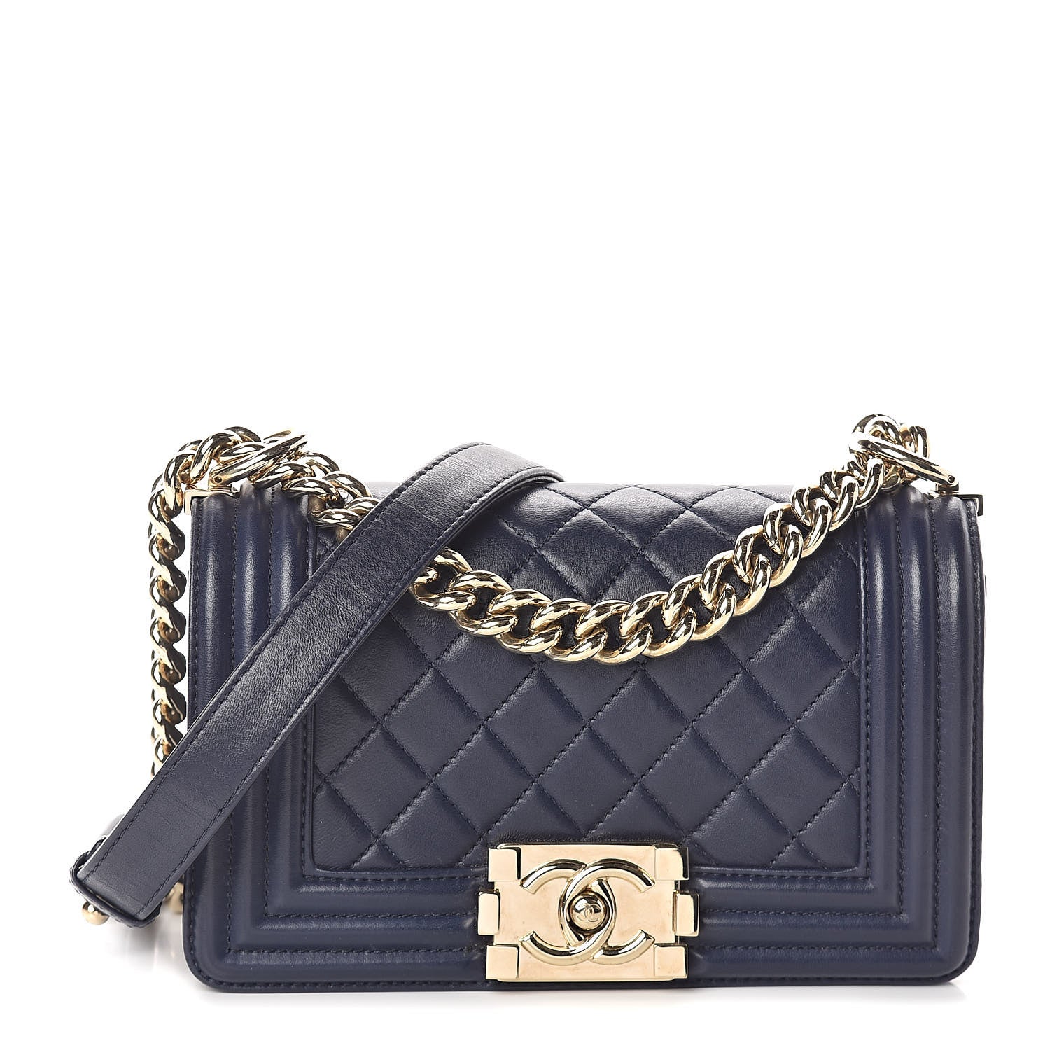 Chanel Lambskin Quilted Small Boy Flap Navy 1 of 9