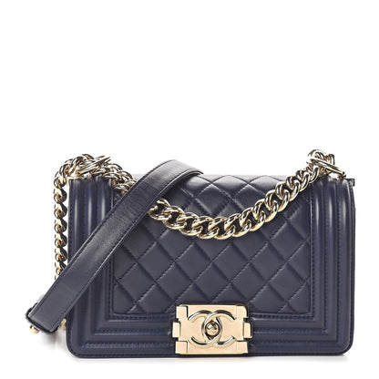 Chanel Lambskin Quilted Small Boy Flap Navy 1 of 9