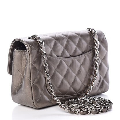Chanel Iridescent Calfskin Quilted Mini Rectangular Flap Dark Silver 3 of 13