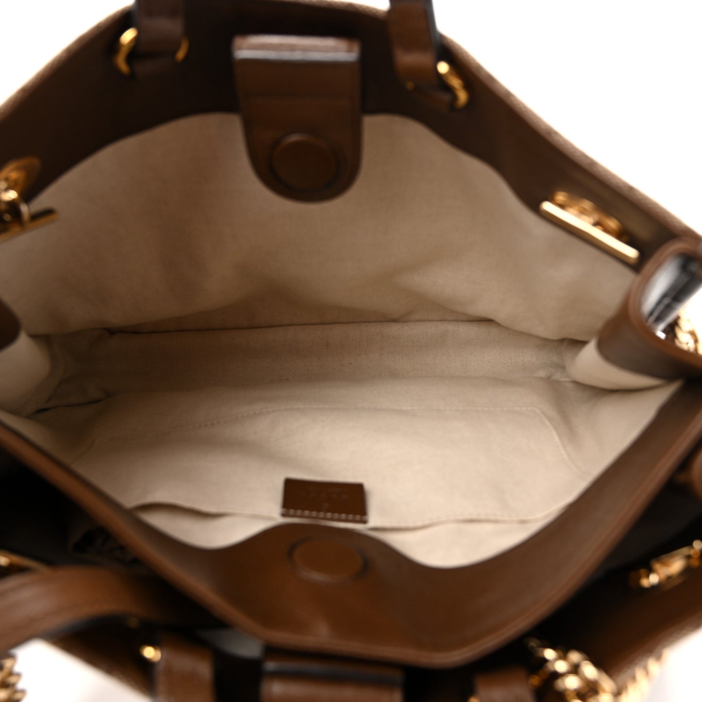 Monogram Calfskin Large Horsebit 1955 Tote Bag Beige Brown Sugar