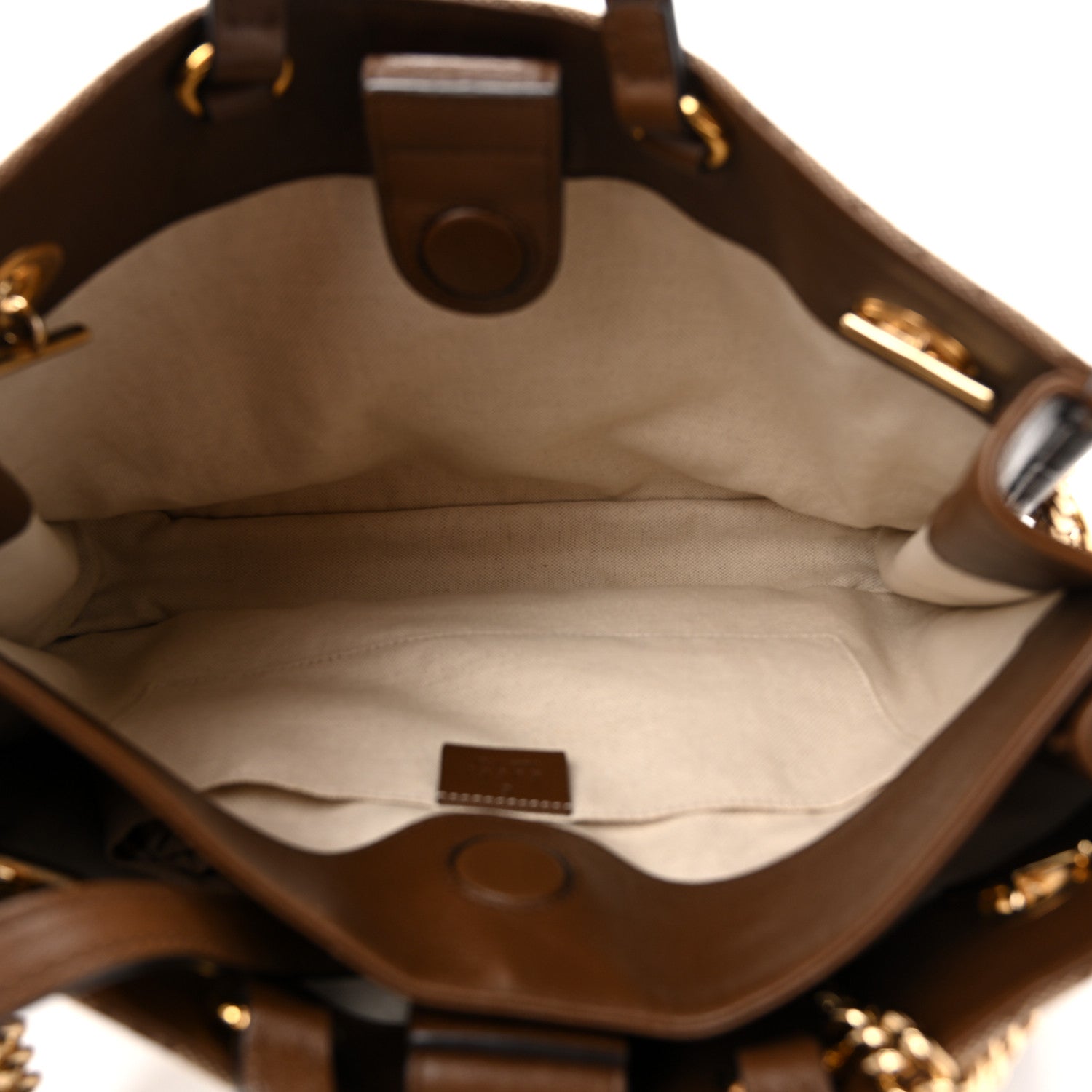 Gucci Monogram Calfskin Large Horsebit 1955 Tote Bag Beige Brown Sugar 4 of 10