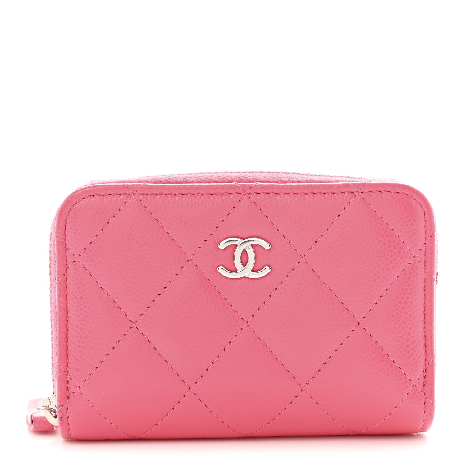 Chanel Caviar Quilted Zip Coin Purse Pink 1 of 9