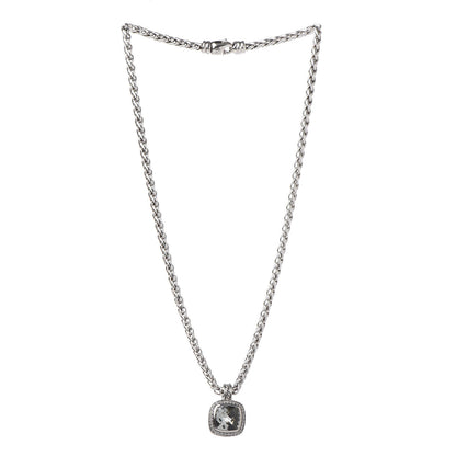 David Yurman Sterling Silver Diamond Prasiolite 11mm Albion Wheat Chain Pendant Necklace 3 of 6