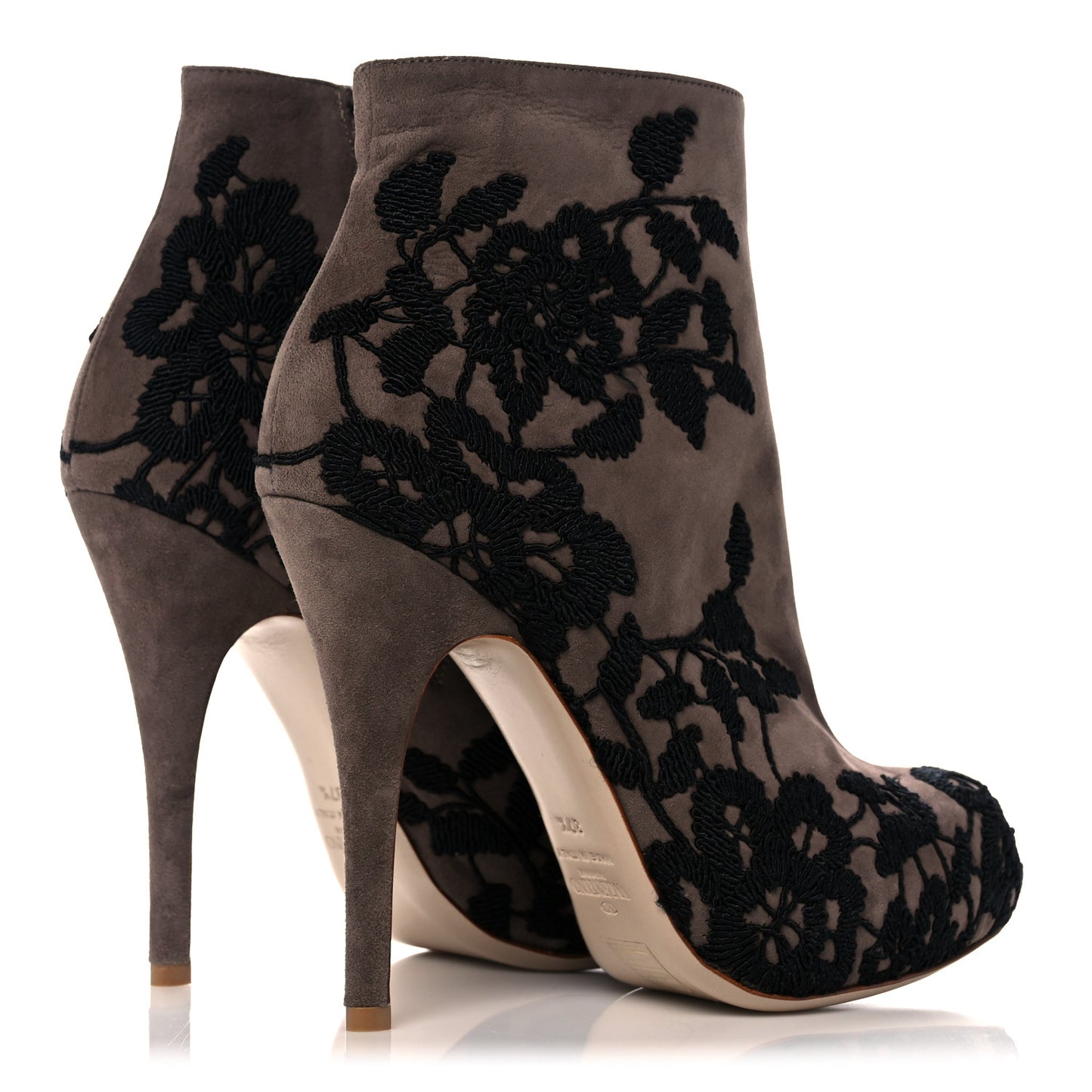 Suede Lace Ankle Booties 37.5 Brown Black